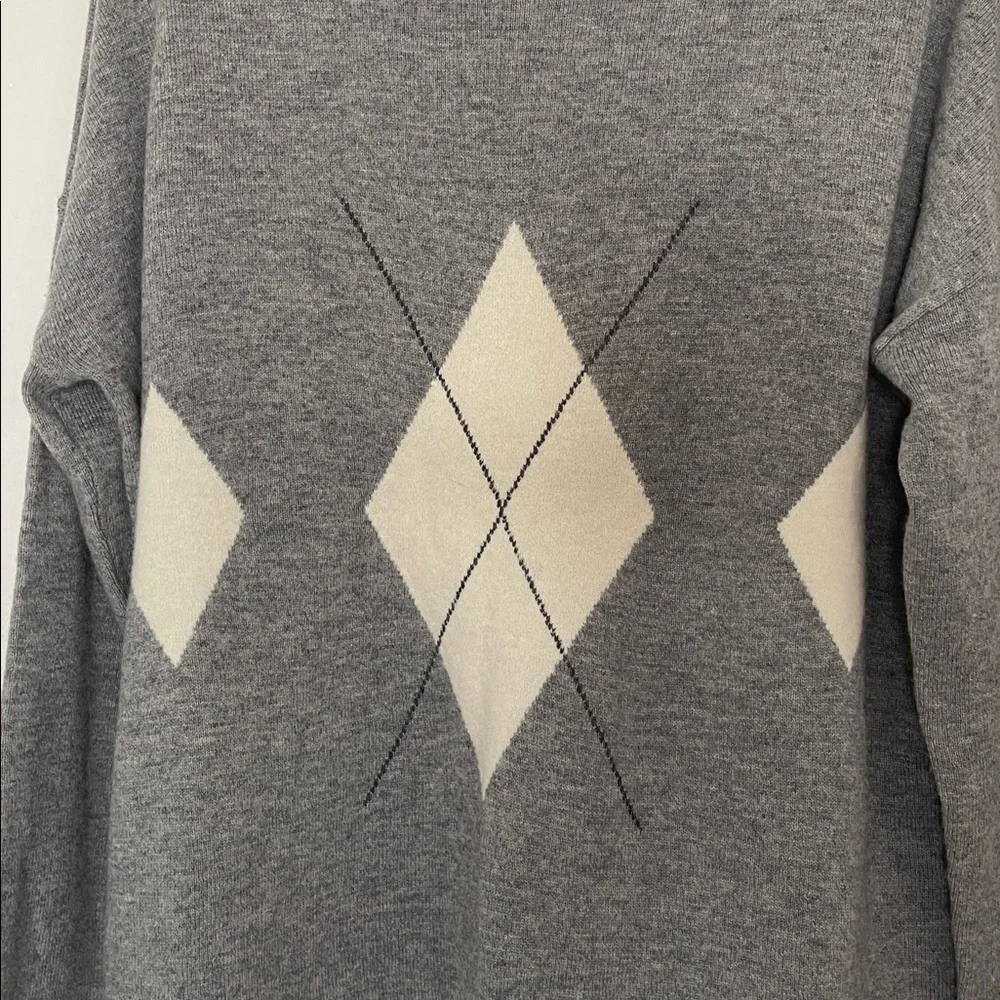 SWTR Gray Fine Wool & Cashmere Mock Neck Fair Isle Sweater Size Medium